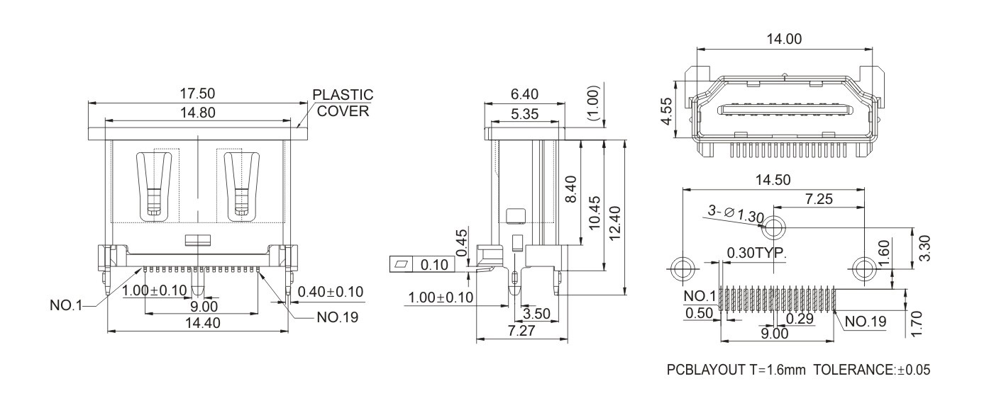 HDMIATYPE-母座直立式H=10.50MM-11