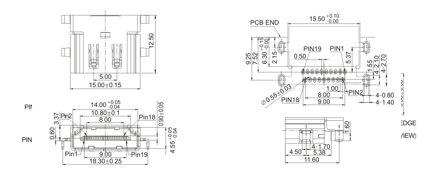 HDMIAF-19P-反向沉板-DIP-H3.37-11