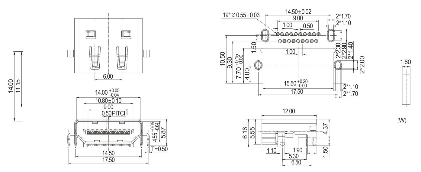 HDMIAF-FEMALE-正向沉板DIP-H4.37mm-11