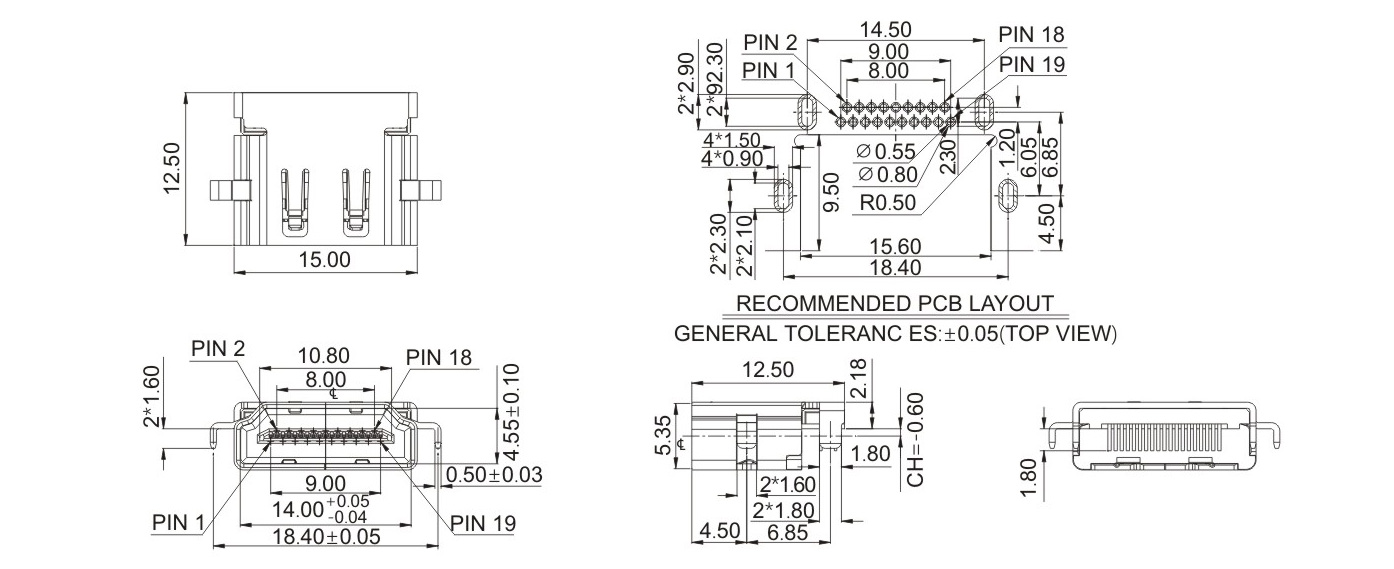 HDMI-AF-19P-反向沉板CH-0.60-11